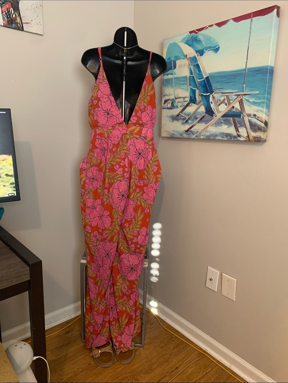 Floral Pink & Rust Slip Jumpsuit - Picture 6 of 8